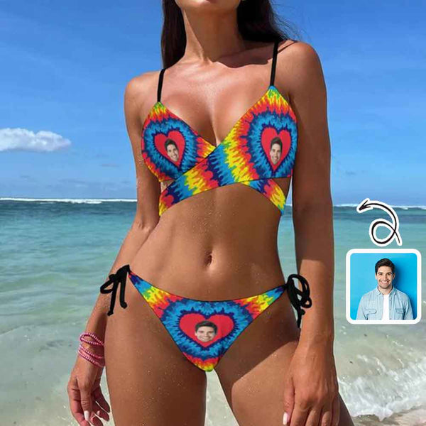Custom Face Color Heart Bikini Personalized Two Piece Swimsuit Summer Beach Pool Outfits