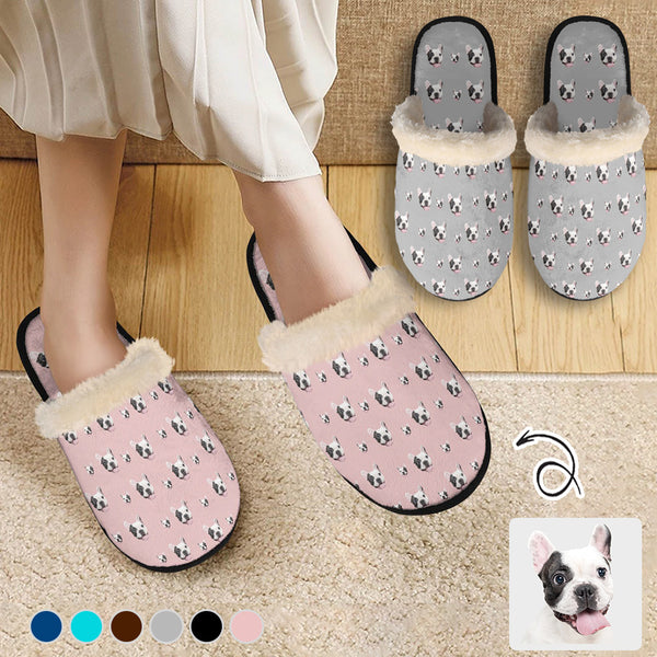 Personalized Fuzzy Slippers for Women and Men Custom Photo Non-Slip Slippers Warm House Shoes