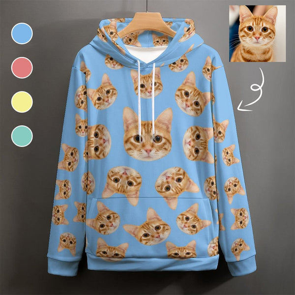 Custom Face Multicolor Unisex Loose Hoodie Personalized Hooded Pullover Top