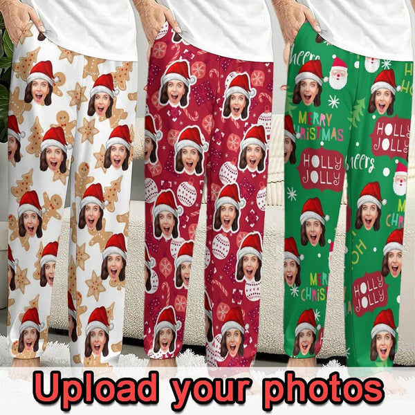 【Christmas Flash Sale】Personalized Unisex Long Pajama Pants Custom Face Christmas Sleepwear Slumber Party Best Christmas Gifts for Family for Couple
