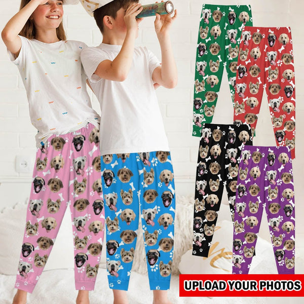 【Christmas Flash Sale For Kids】Custom Dog Face Kid's Long Pajama Pants Best Christmas Gifts for Children