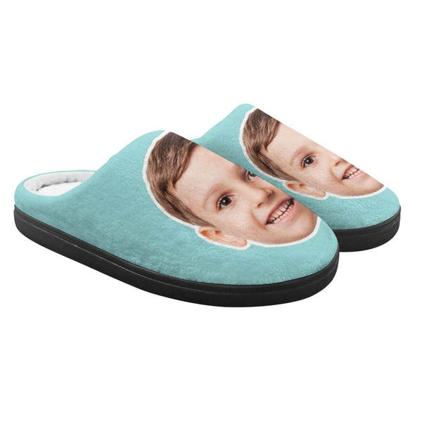 Personalized Slippers for Adult&Kids Custom Big Face Multicolor Cotton Slippers Non-Slip Warm