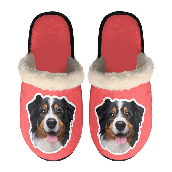 Personalized Fuzzy Slippers for Women and Men Custom Big Face Non-Slip Slippers Warm House Shoes