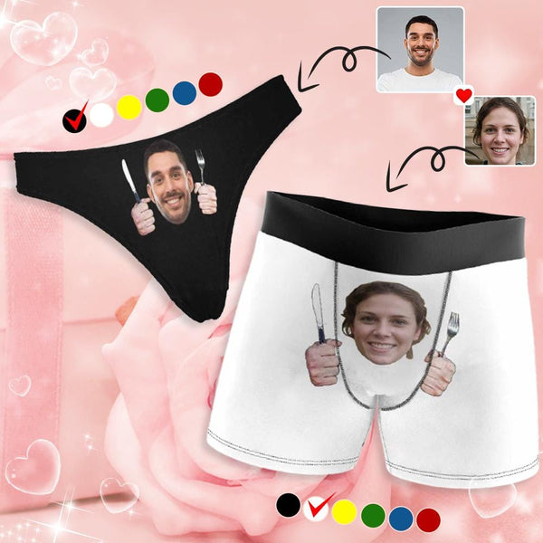 Custom Couple Matching Briefs Personalized Face Best Lover Underwear