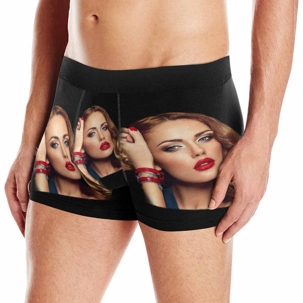 Personalized Underwear Custom Big Face Boxer Briefs For Couple Valentine's Day Gift