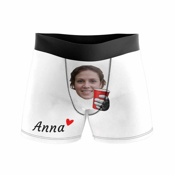 Personalized Underwear Custom Face&Name Cheers Boxer Briefs For Couple Valentine's Day Gift